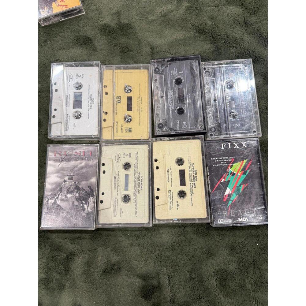 Lot of 8 VTG Rock & Roll Cassette Tapes Scorpions,Rush,The Cult,Bon Jovi,Styx